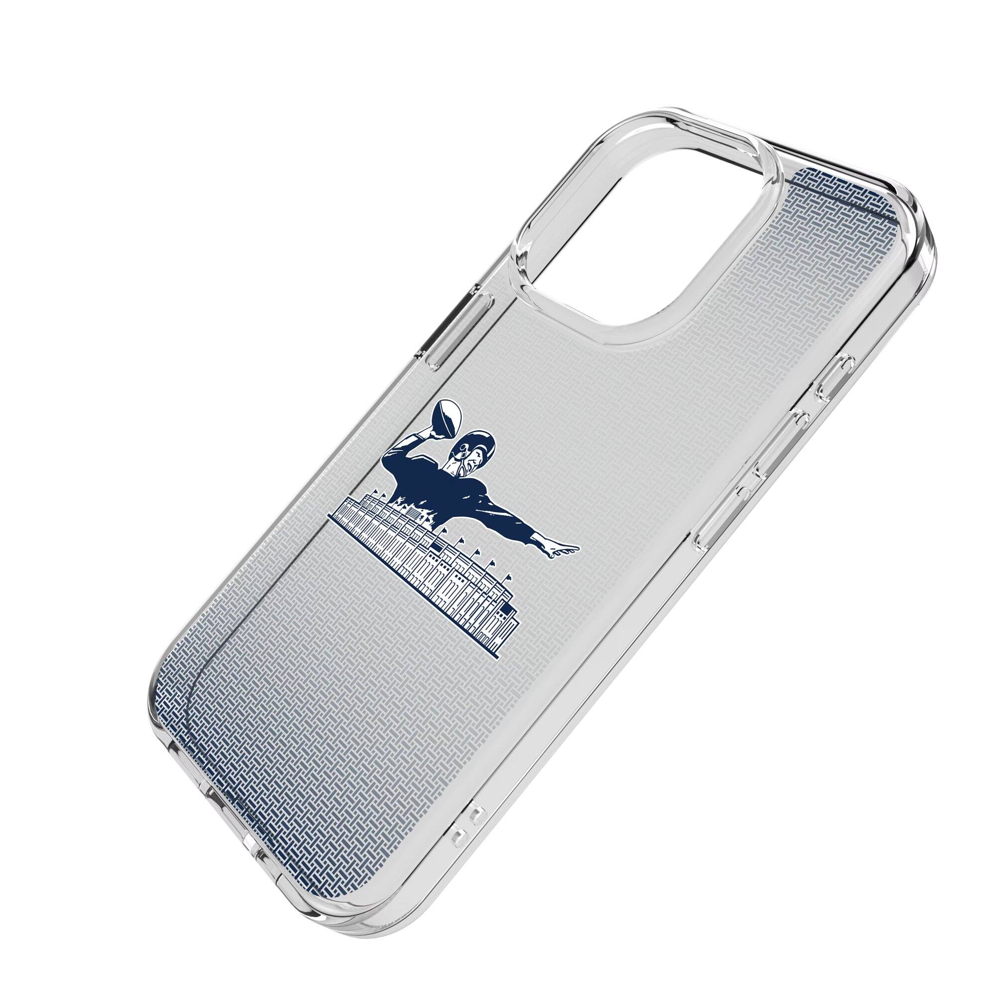 Alt View 1. Keyscaper - New York Giants Linen Logo iPhone Clear Case - 15 Pro - Multicolor.