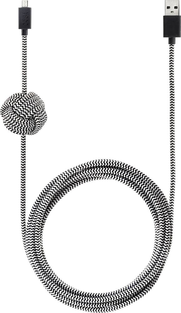 Front. Native Union - NIGHT 9.8' USB-to-Micro USB Cable - Zebra.