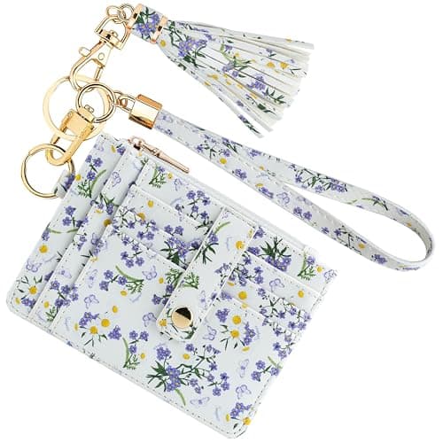 Jadie Link - Small Wristlet Wallets Women Rfid Credit Card Holder Wallet Keychain beige MULTI-FUNCTION Card holder keychain - butterfly