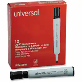 Universal - Dry Erase Marker Broad Chisel Tip Black Dozen Broad Chisel Point Black Ink Dry General Purpose 1 Dozen