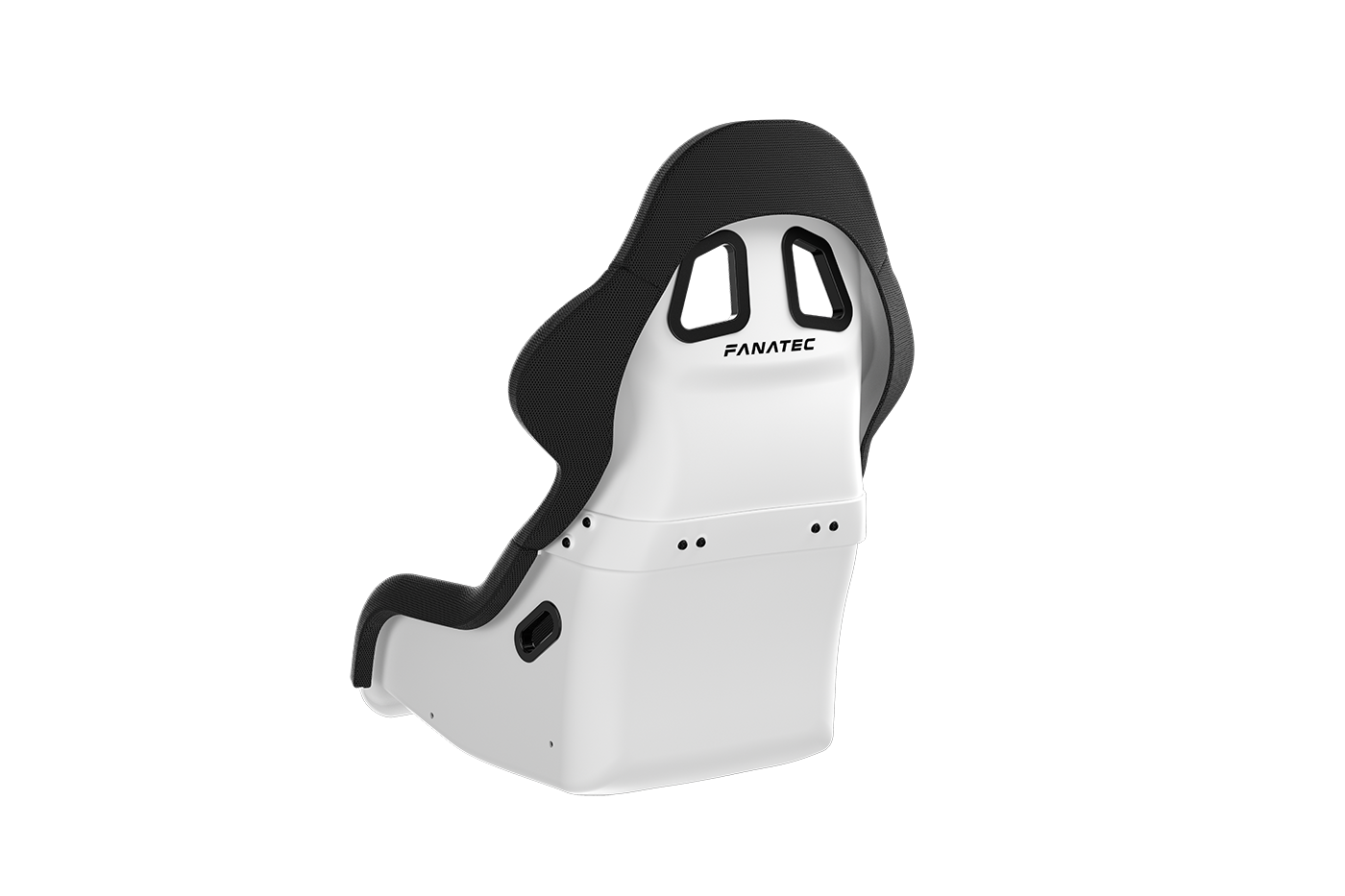 Angle. Fanatec - GT Cockpit Seat - White Shell / Charcoal Cover.
