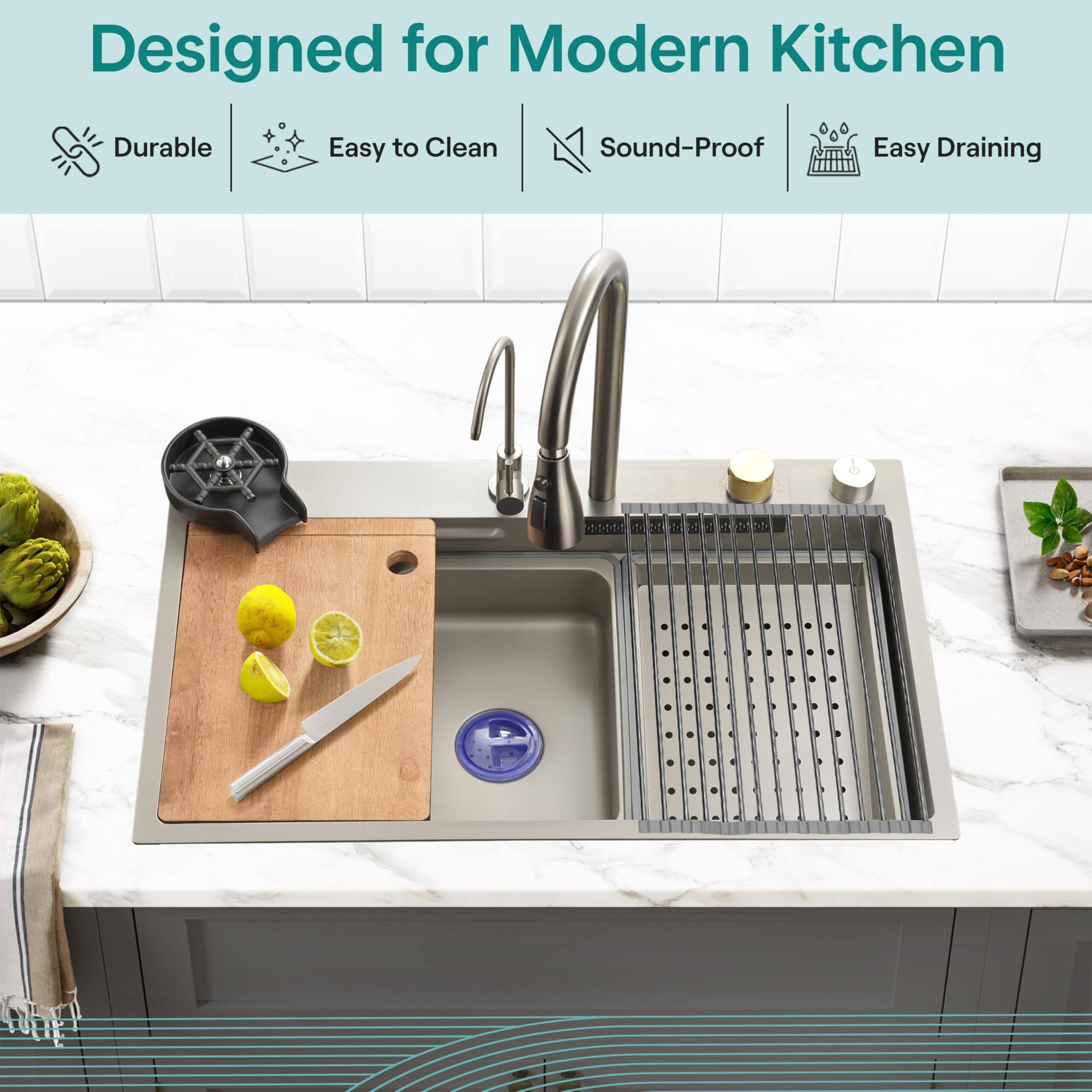 Designed for Modern Kitchen  
Durable | Easy to Clean | Sound-Proof | Easy Draining