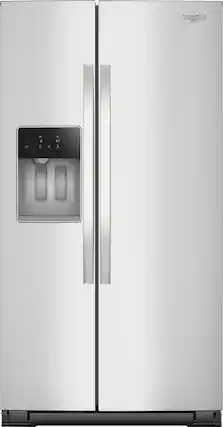 Whirlpool refrigerator with a freezer on the bottom.