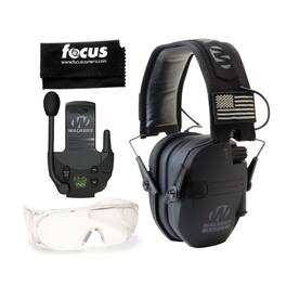 Walkers - Walker's Razor Slim Electronic Muffs with Walkie Talkie Attachment Bundle - Black/Black