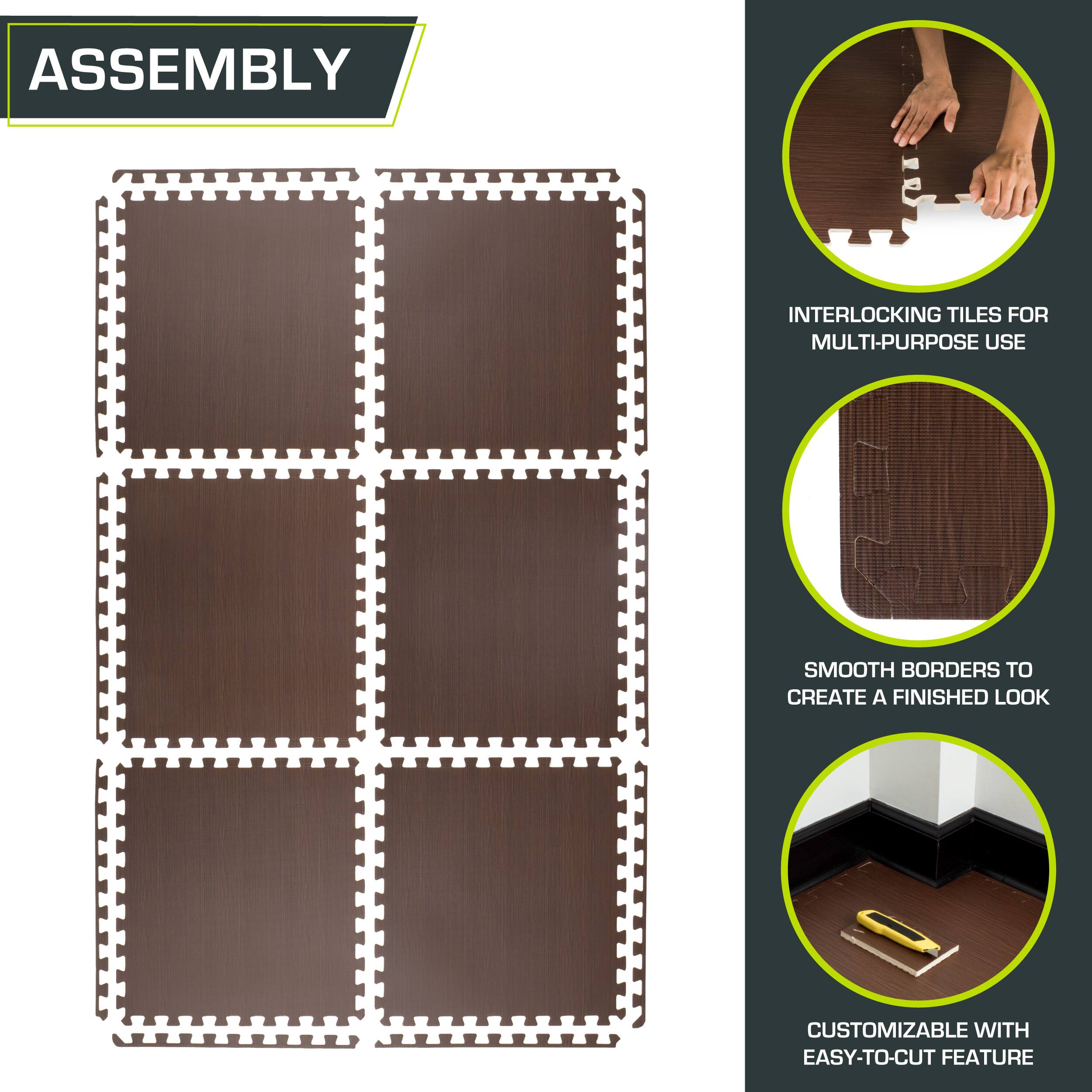ASSEMBLY INTERLOCKING TILES FOR MULTI-PURPOSE USE: CREATE SMOOTH CUSTOMIZABLE FINISHED BORDERS WITH A LOOK TO EASY-TO-CUT FEATURE.