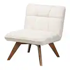 Front. Baxton Studio - Darielle Japandi Boucle Fabric and Walnut Finished Rubberwood Accent Chair - White/Walnut Brown.