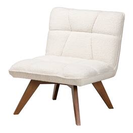 Baxton Studio - Darielle Japandi Boucle Fabric and Walnut Finished Rubberwood Accent Chair - White/Walnut Brown