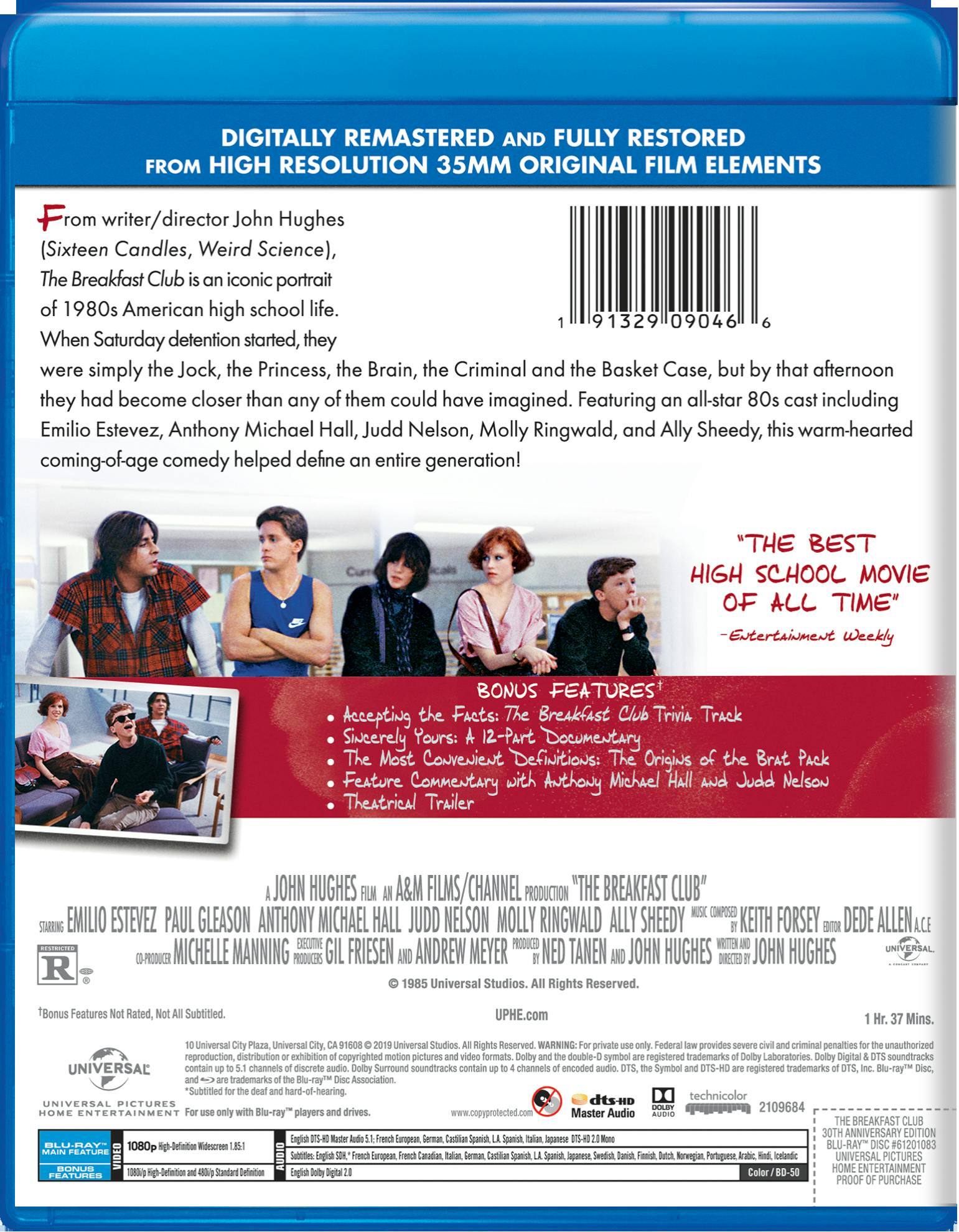 Angle. The Breakfast Club (30th Anniversary Edition) [Blu-ray].