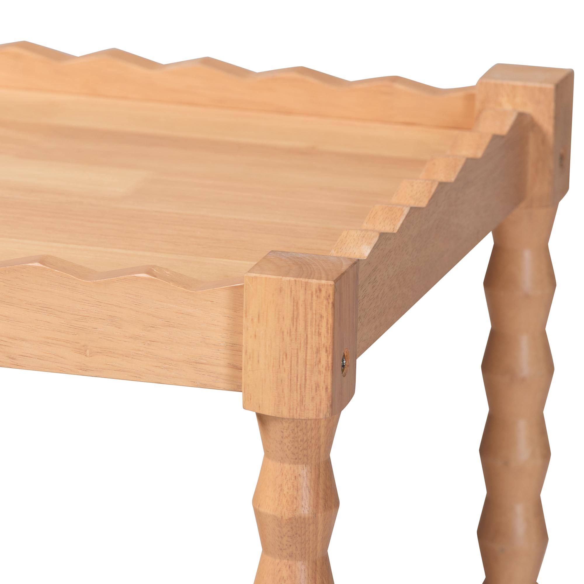 Back. Baxton Studio - Seamus 3-Tier Book Cart with Bobbin Frame - Beech Brown.