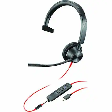 Front. HP - Poly Blackwire 3310 USB-C Headset TAA - Mono - USB Type C - Wired - 32 Ohm - 20 Hz - 20 kHz - On-ear - Monaural - Ear-cu - Unknown.