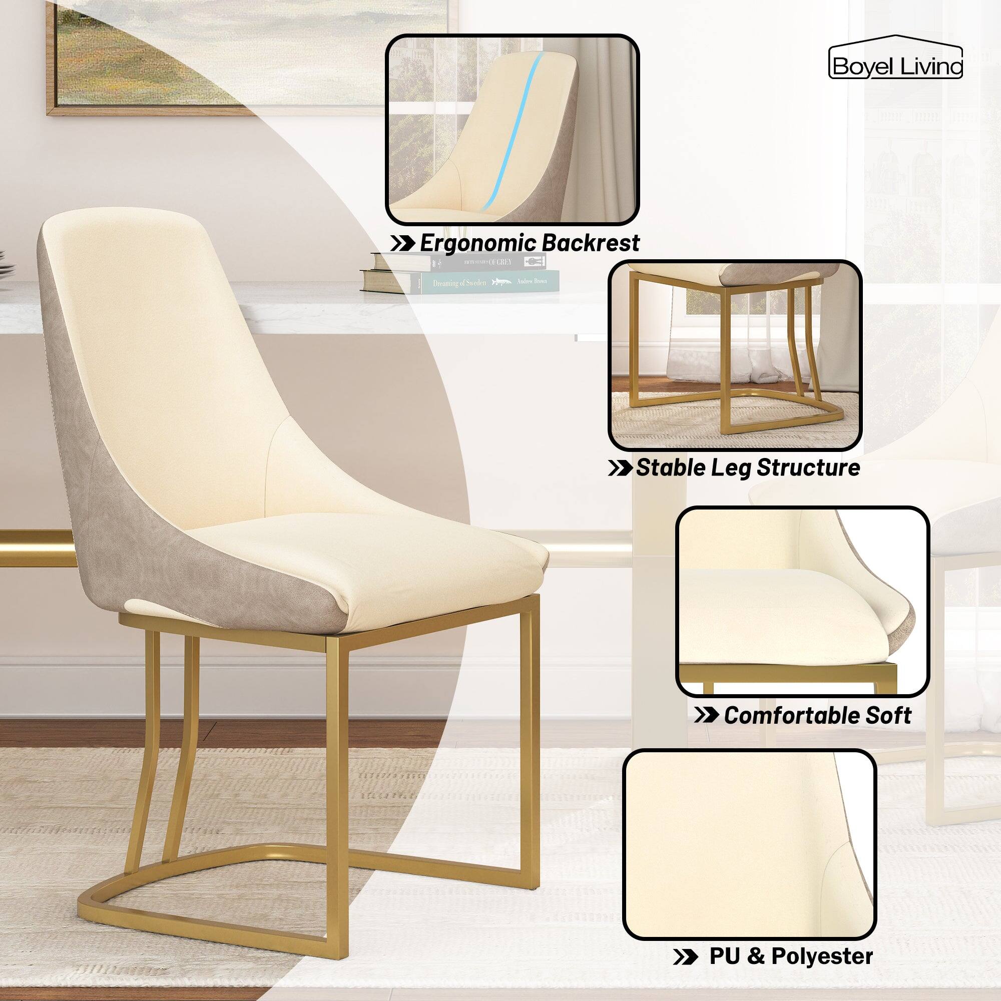 - Boyel Living
- Ergonomic Backrest
- Stable Leg Structure
- Comfortable Soft
- PU & Polyester