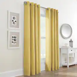 Commonwealth Home Fashions - Habitat Harmony Light Filtering Crinkled Texture on Supple Drapeable Grommet Curtain Panel 52" x 63" - Yellow