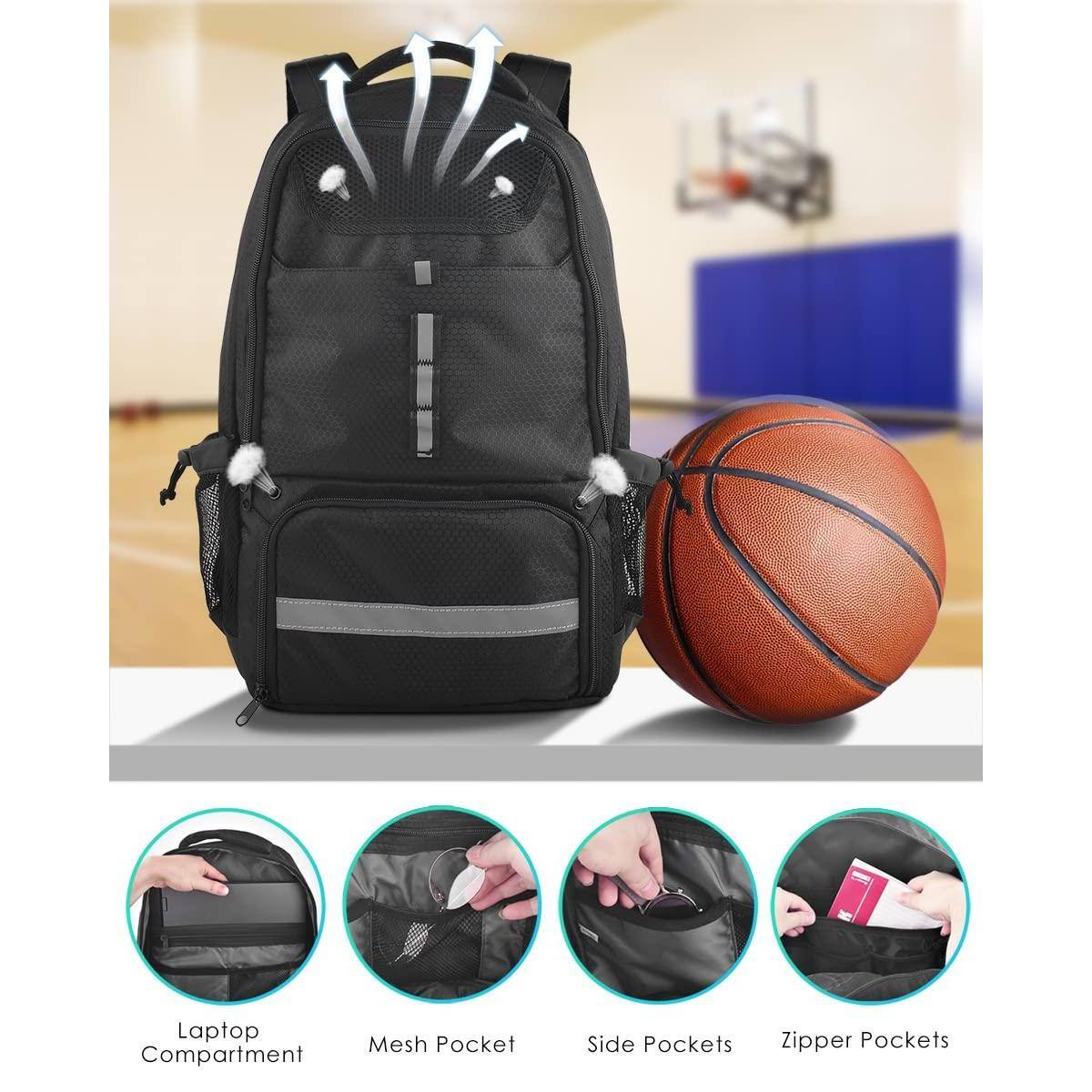Back. Live At Space - Basketball Backpack  Large Bag with Shoes and Ball Compartment Soccer Backpacks for Basketball/Volleyball - Black.