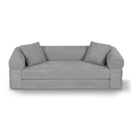 Loheer - Queen Sleeper Sofa Bed, 80 Inch Corduroy Convertible Fold Out Couch with Storage, Boneless Couch in a Box - Light Gray