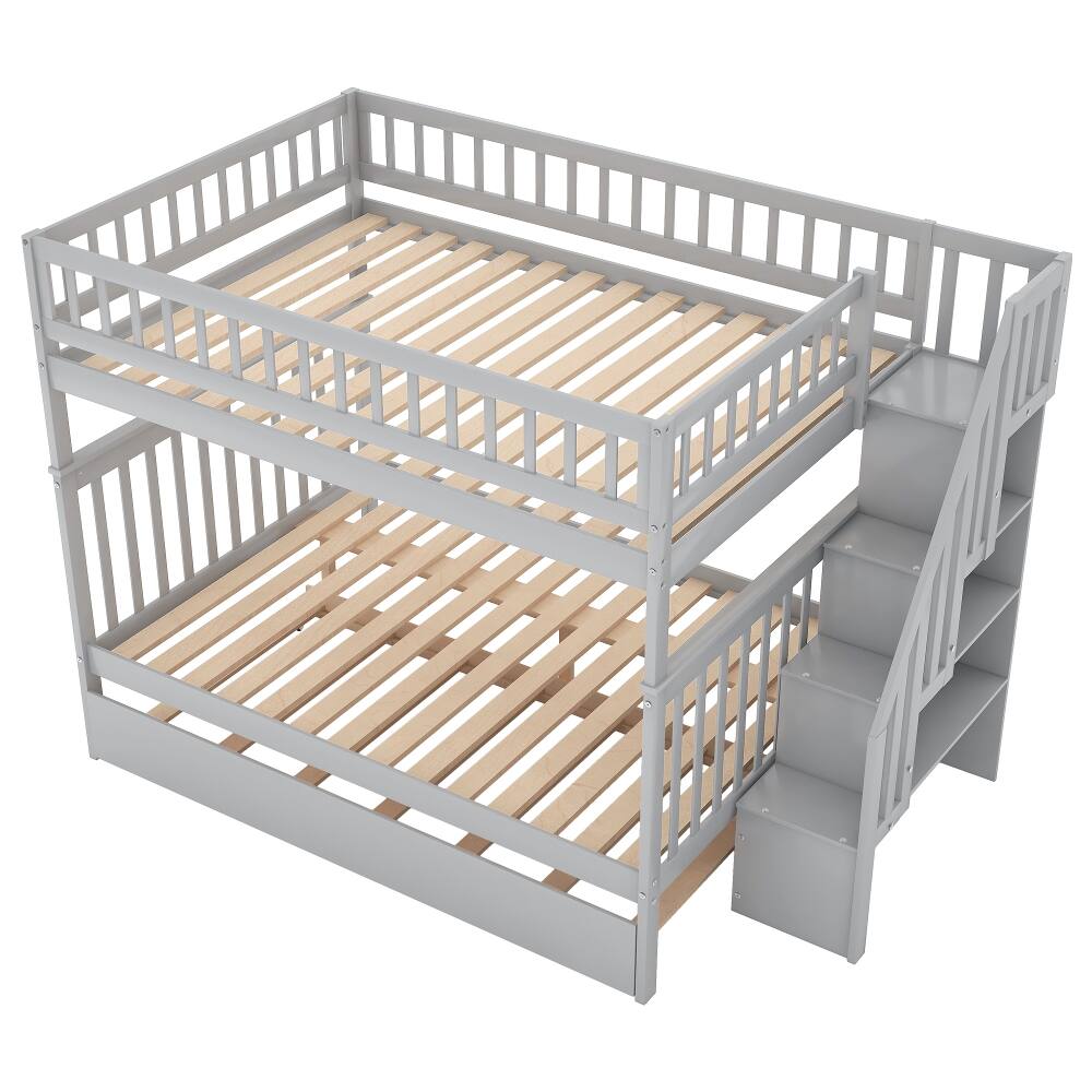 Alt View 4. Loheer - Loheer Full Over Full Bunk Bed with Trundle and Stairs Gray - Gray.
