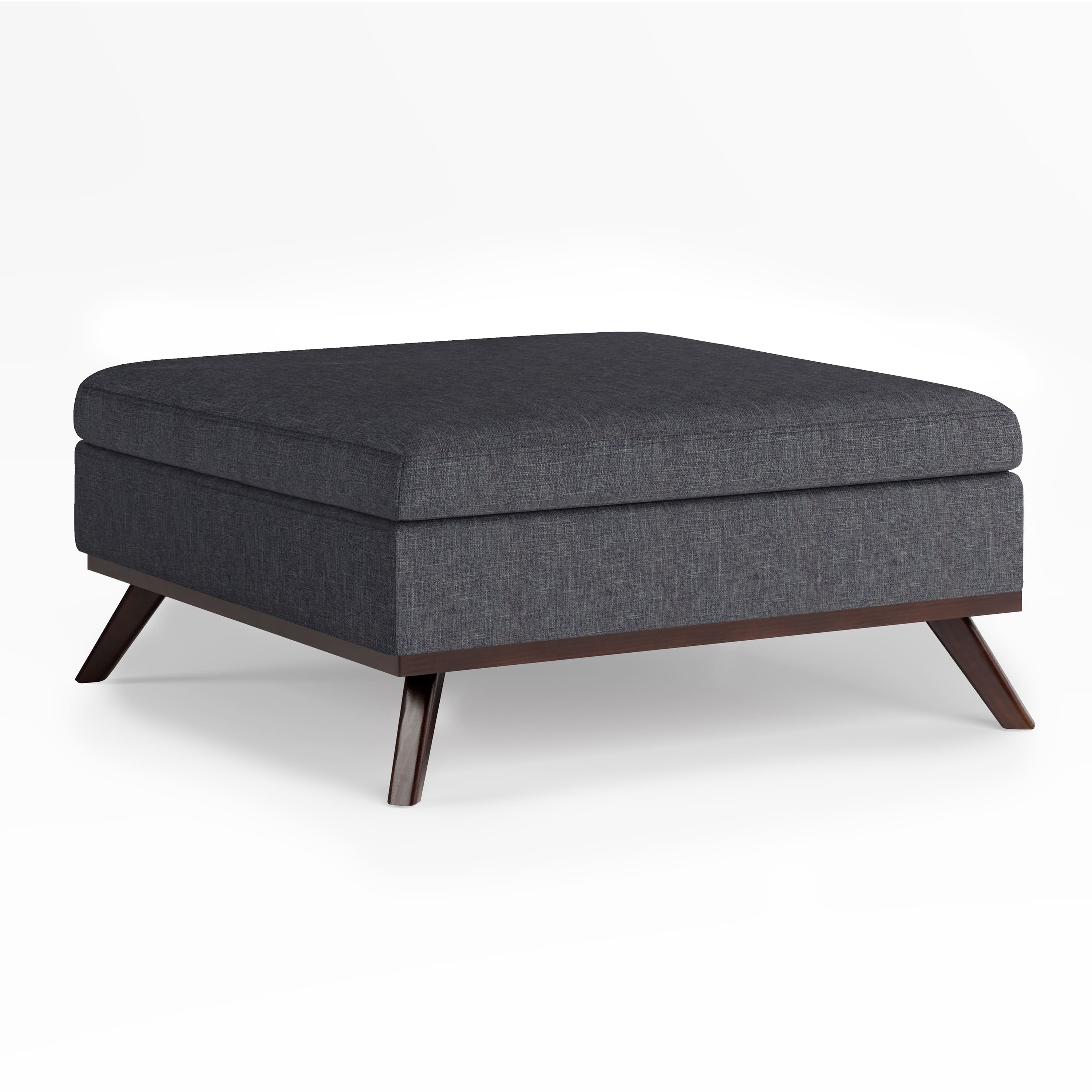 Front. Simpli Home - Owen Square Coffee Table Storage Ottoman - Slate Grey.