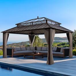 SUNJOY - 16X12 Kingston PC Top Rectangular Gazebo Brown