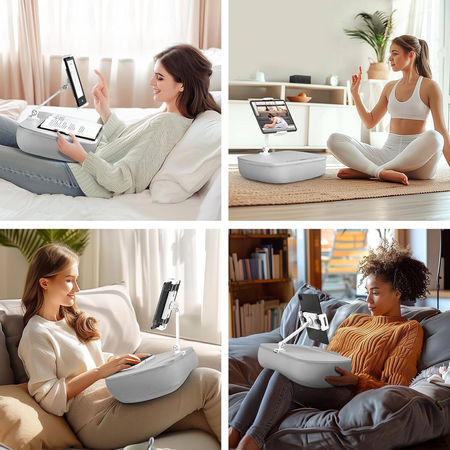 Alt View 1. FINEAK - Adjustable Beanbag Tablet Stand & Lap Desk with 360° Rotation - Light Gray.