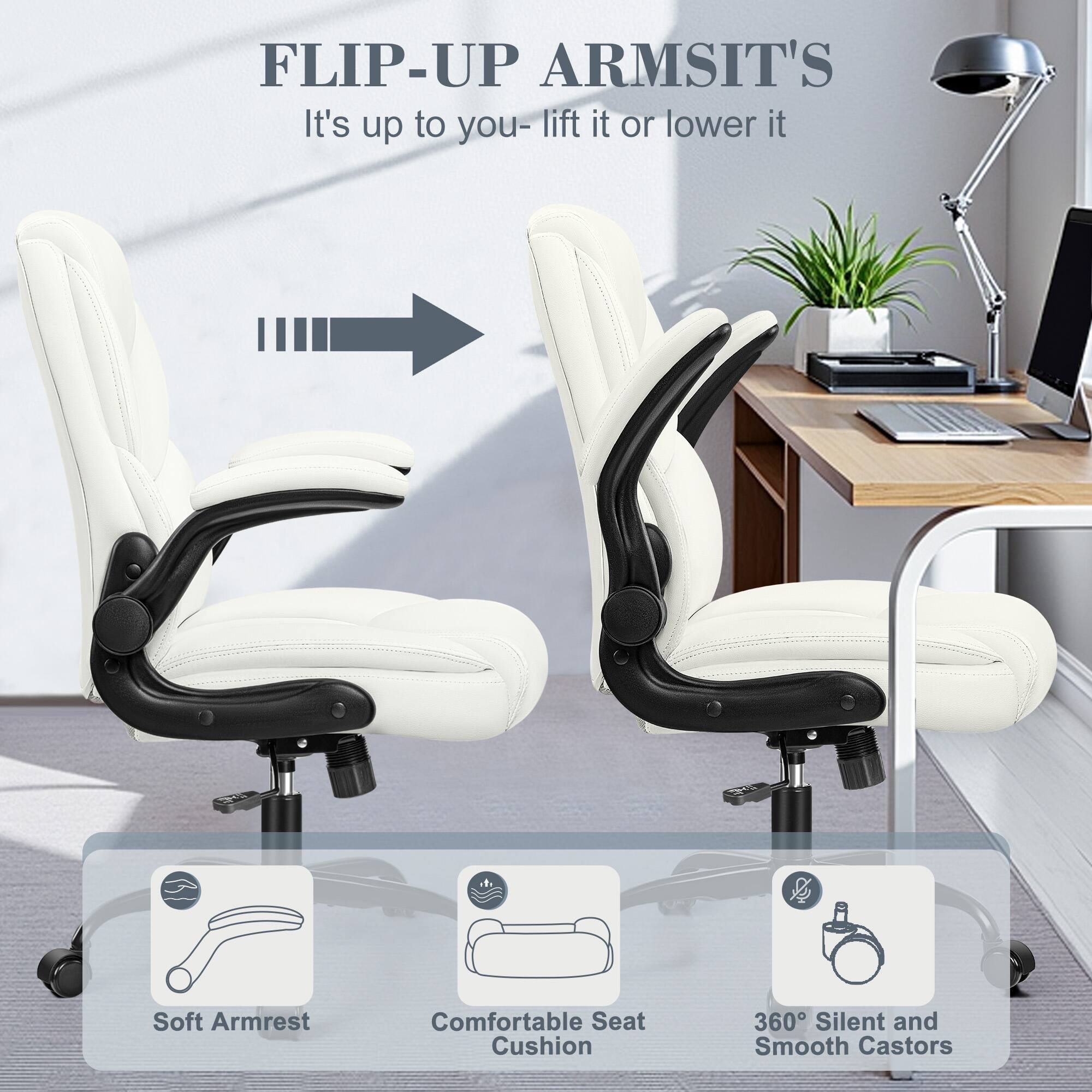 FLIP-UP ARMSIT'S  
It's up to you- lift it or lower it  

Soft Armrest  
Comfortable Seat Cushion  
360° Silent and Smooth Castors