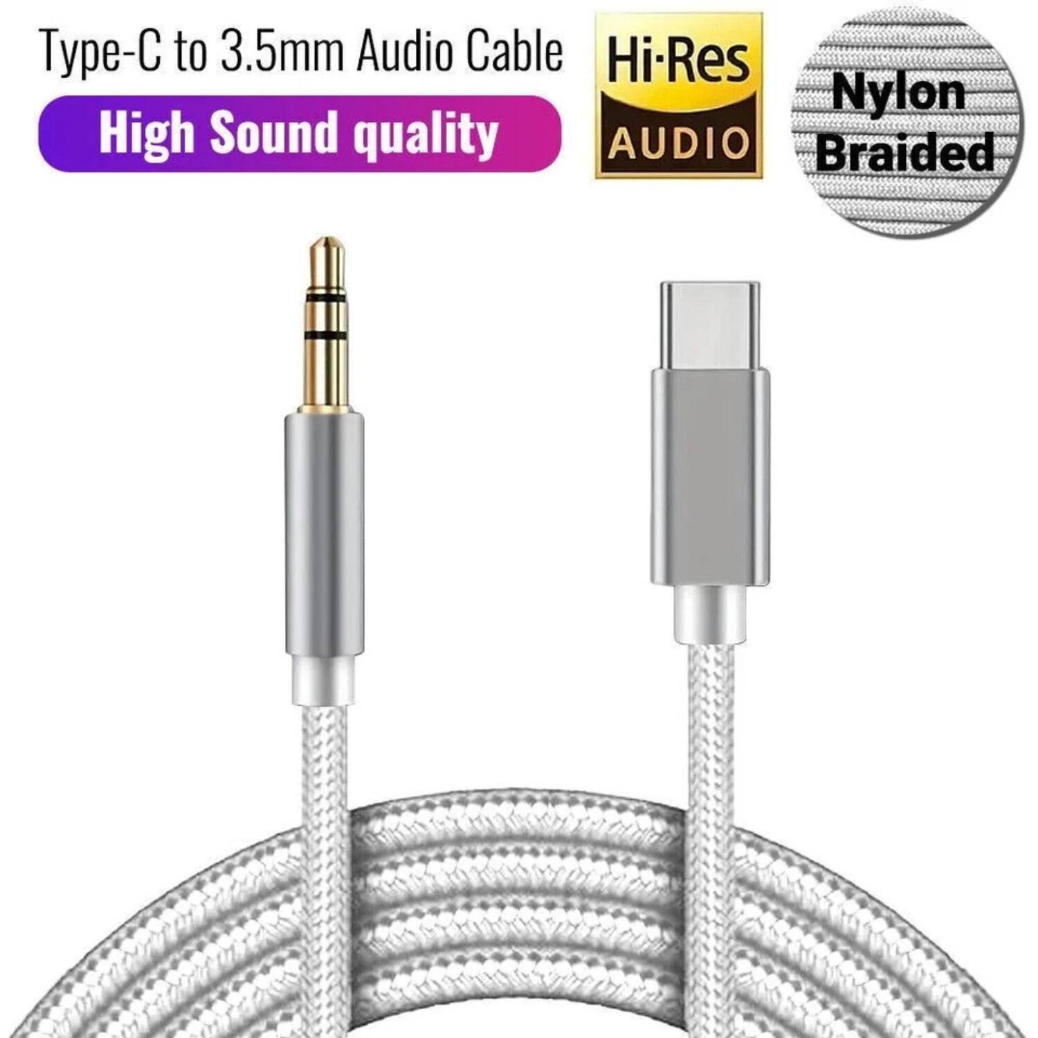 Type-C to 3.5mm Audio Cable  
High Sound quality  
Hi-Res AUDIO  
Nylon Braided