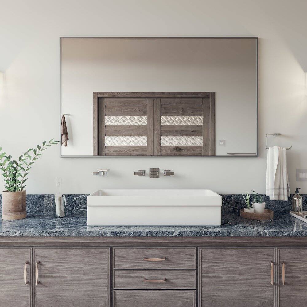 Back. Alfi - AB36TR 36" White Above Mount Fireclay Bath Trough Sink - White.