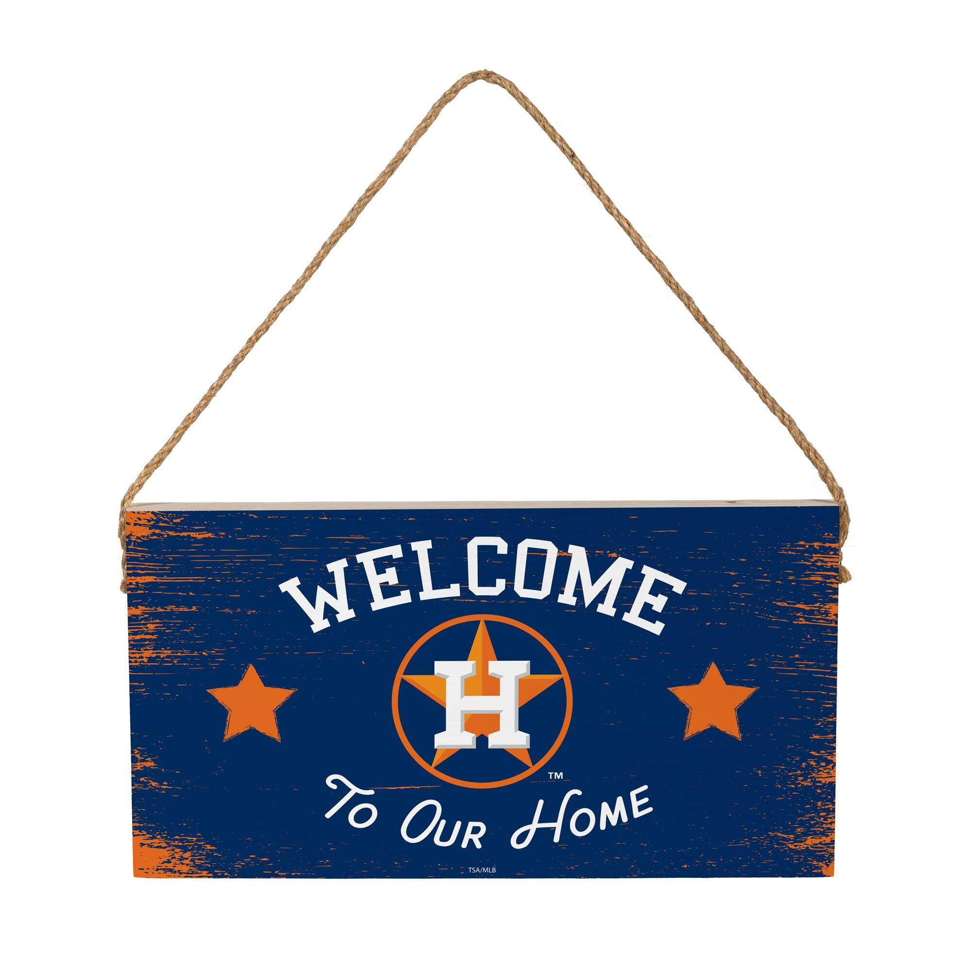 Houston Astros 6" x 11" Welcome Home Wood Wall Sign with Rope Hanger