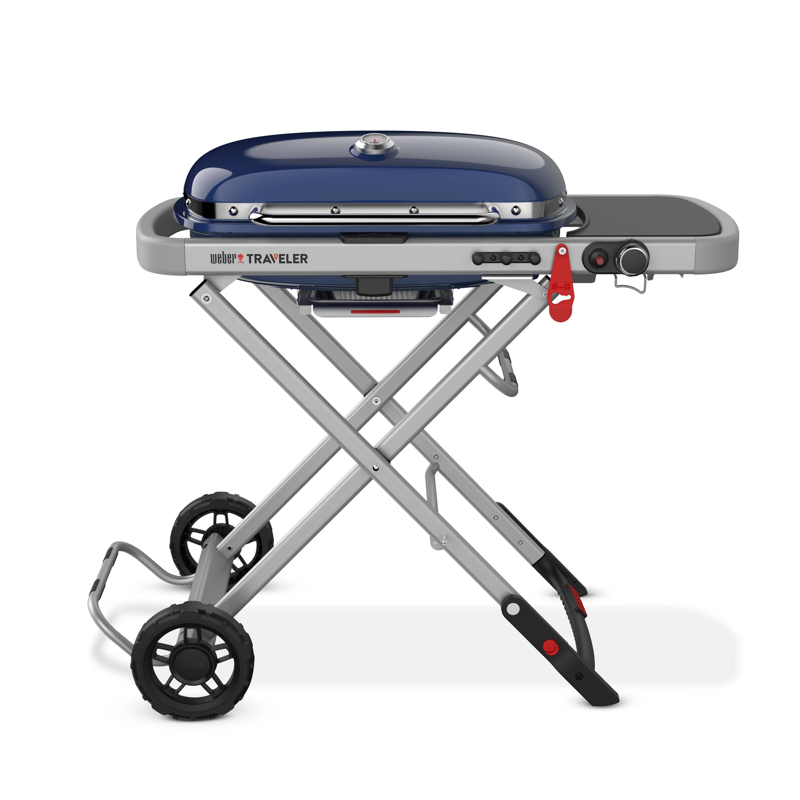 Angle. Weber - Traveler Portable Gas Grill - Blue.