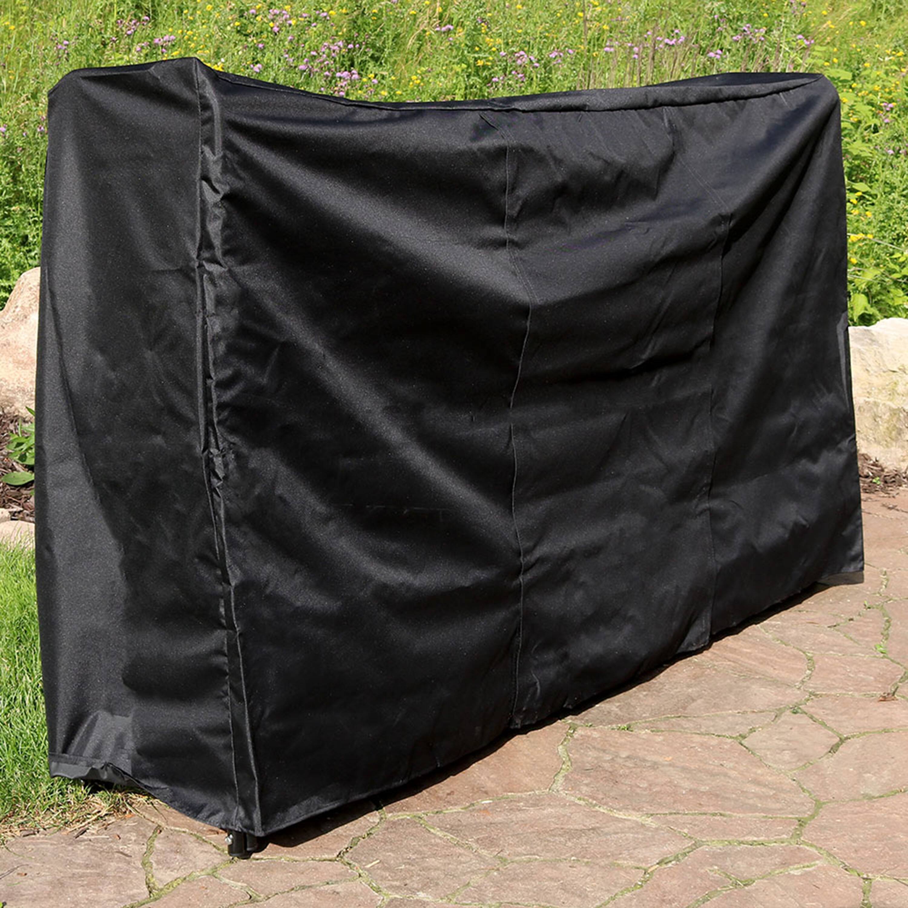 Alt View 4. Sunnydaze - 6 ft Heavy-Duty PVC Firewood Log Rack Cover - Black.
