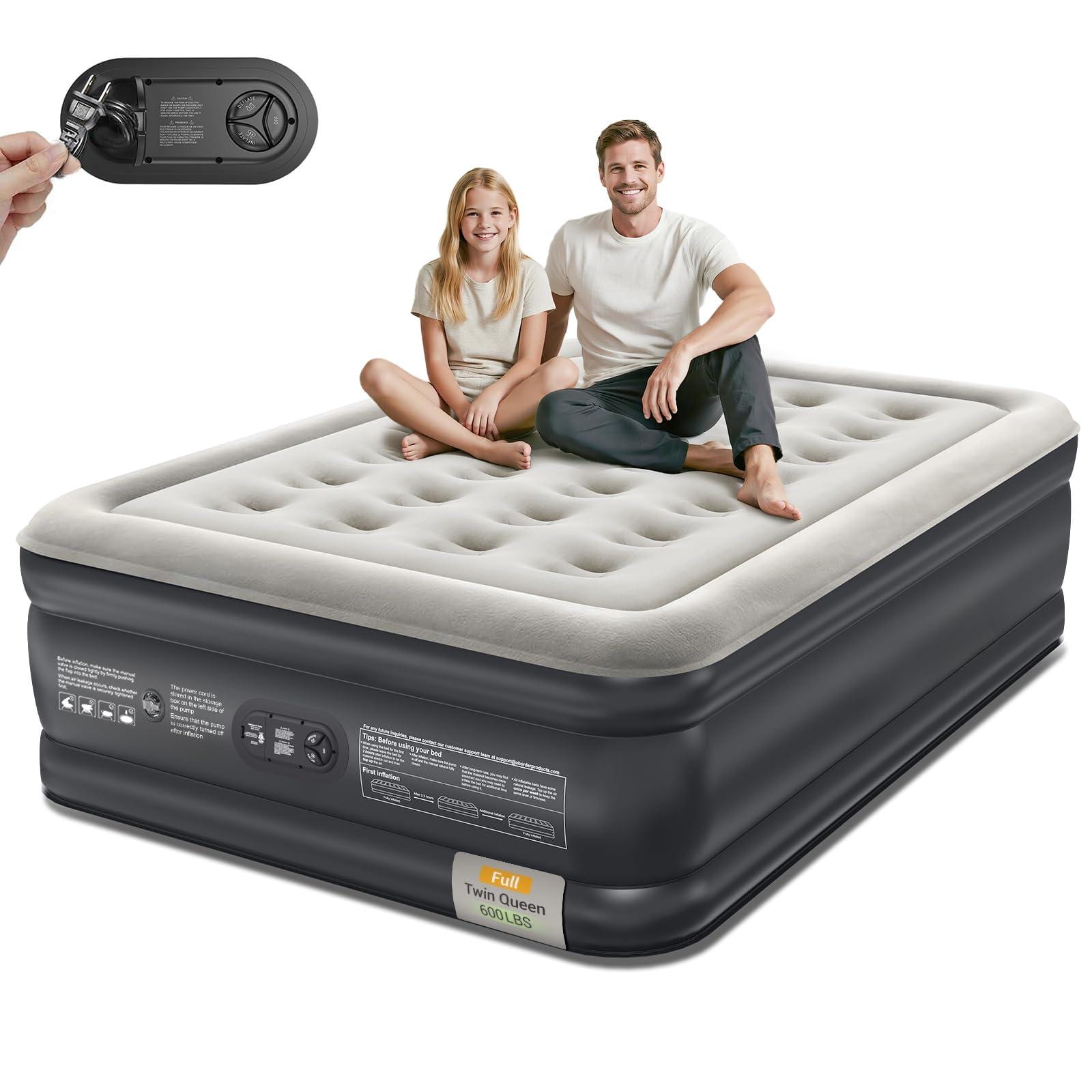 Jadie Link - Air Mattress With Built In Pump Inflatable Blow Up Bed 18 Raised Comfort Upgraded Surface Portable For Camping Home And - Full