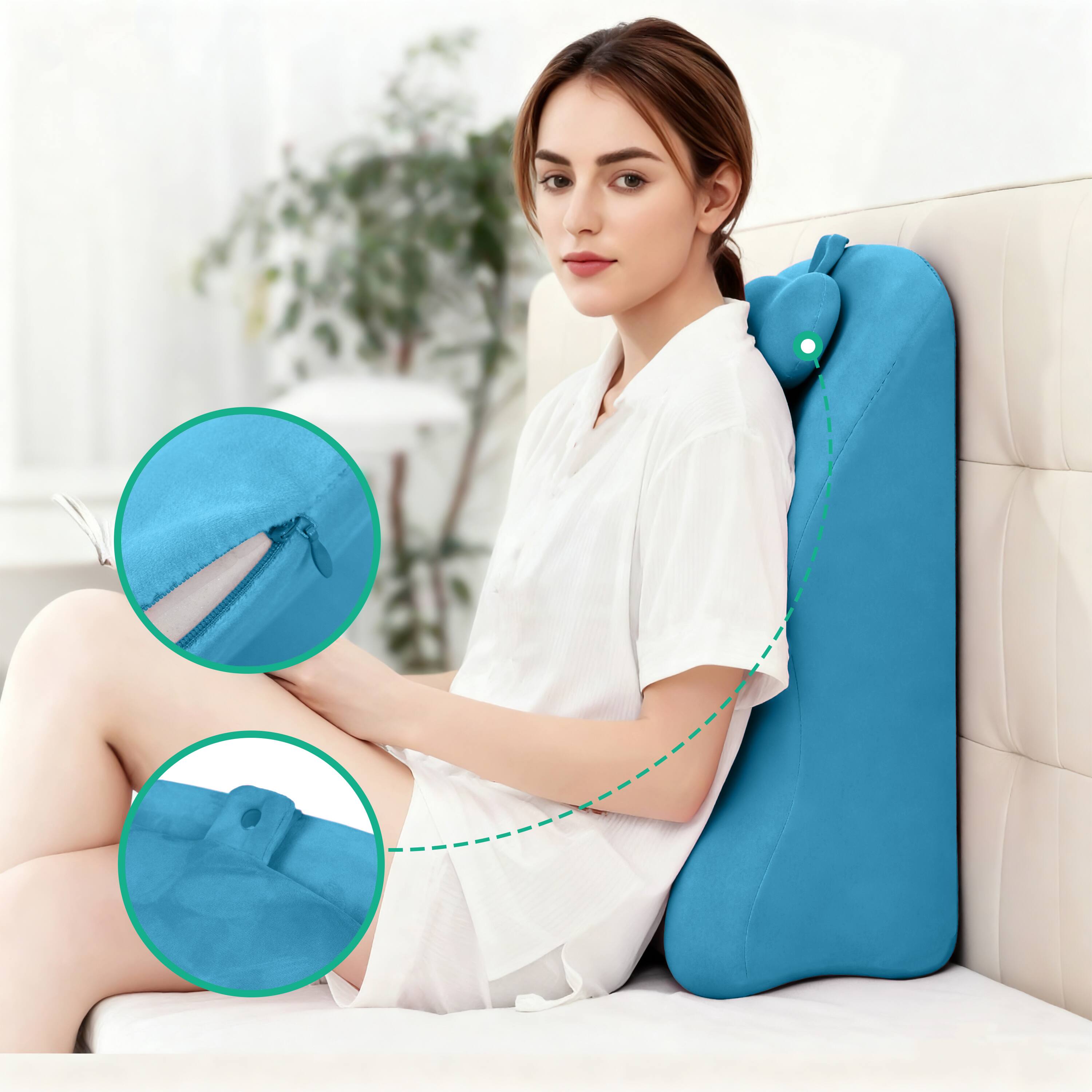 Alt View 2. APRILSOUL - Ergonomic Spinal Posture Support and Multi-Functional Bed Pillow - Blue - Blue.