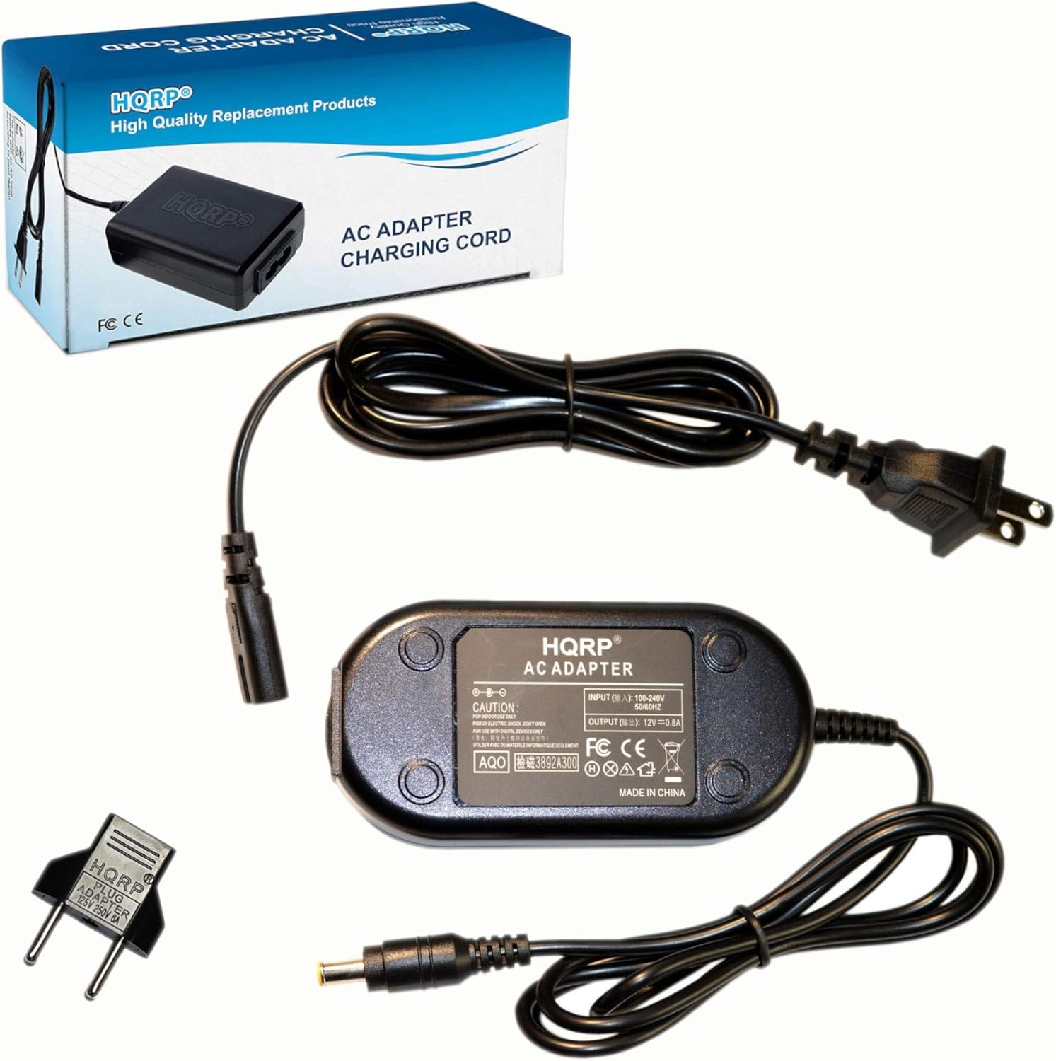 HQRPO High Quality Replacement Products  
AC ADAPTER CHARGING CORD  
INPUT: 100-240V  
OUTPUT: 12V 0.8A  
MADE IN CHINA  
FC CE  
AQC  
3892A300