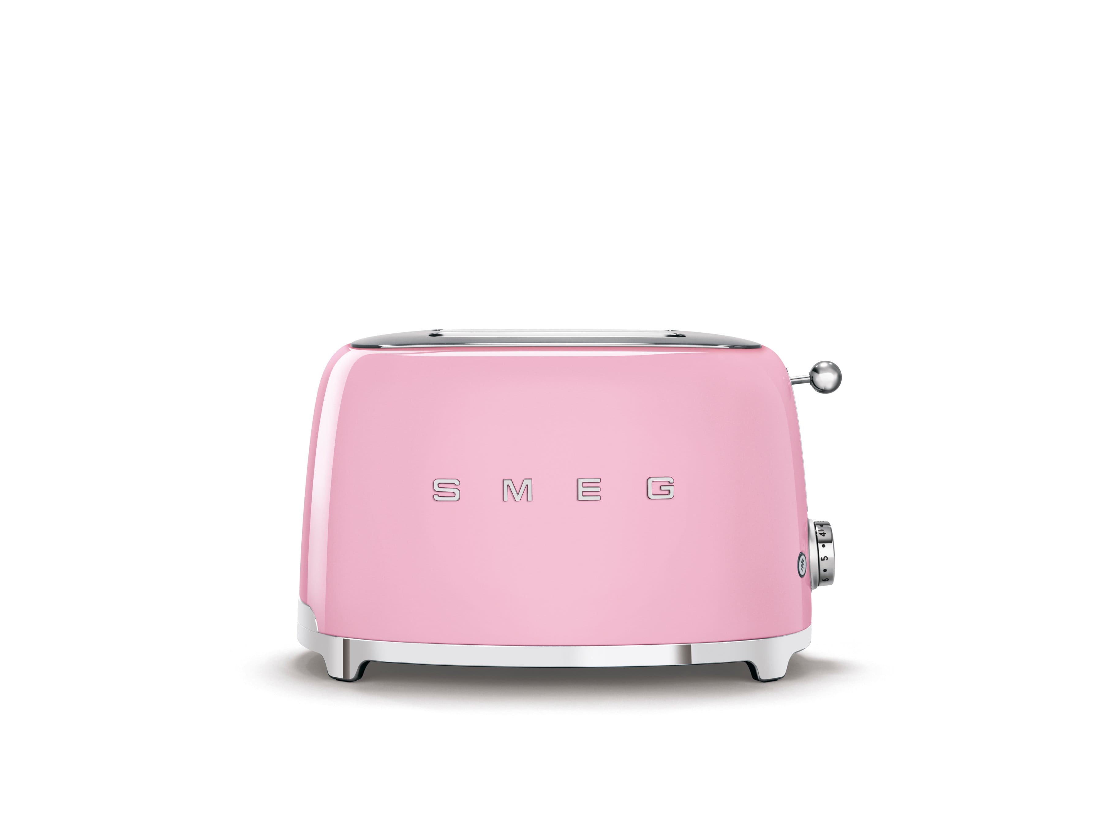 Front. SMEG - SMEG TSF01 2-Slice Wide-Slot Toaster - Pink.