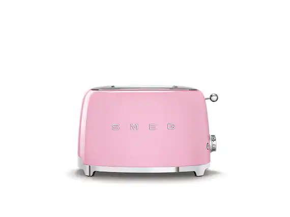 Front. SMEG - SMEG TSF01 2-Slice Wide-Slot Toaster - Pink.