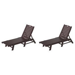 WestinTrends - Malibu Poly Reclining Outdoor Patio Chaise Lounge Chair Adjustable (Set of 2) - Dark Brown