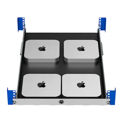 Front. RackSolutions - RackSolutions 1U Mini Rack Tool-less Dry Sliding Shelf for Four Apple Mac Mini (2010-2023) - Black.