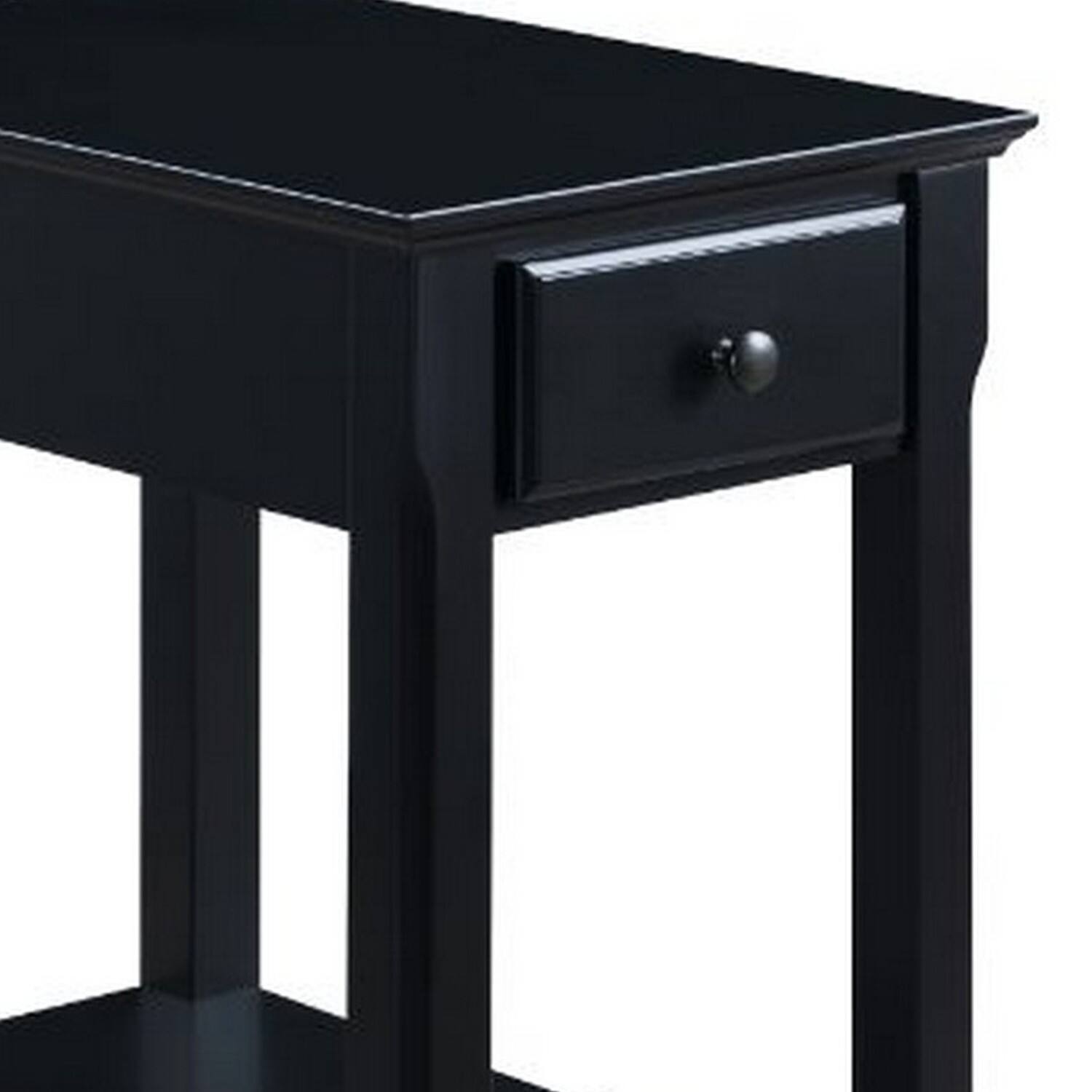 Alt View 3. Manhattan Lane - Accent Table with 1 Drawer and Bottom Shelf - Black.