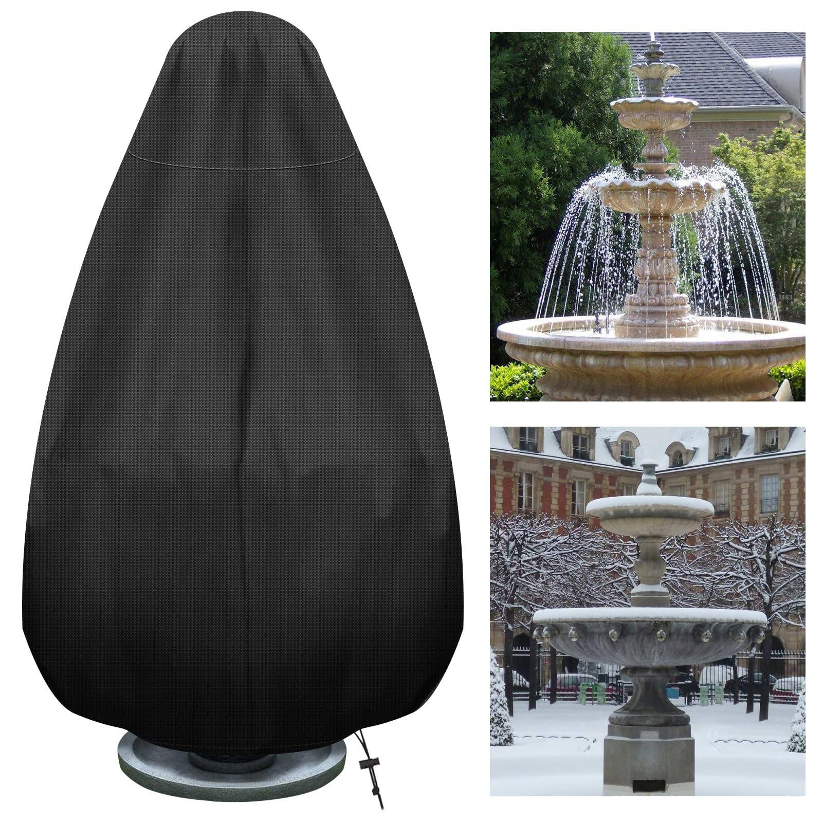 Fabibe - Outdoor Water Fountain Covers For Winter Protection 420d Oxford Cloth Waterproof Garden Chimnea Statue Cover - 36"x42"