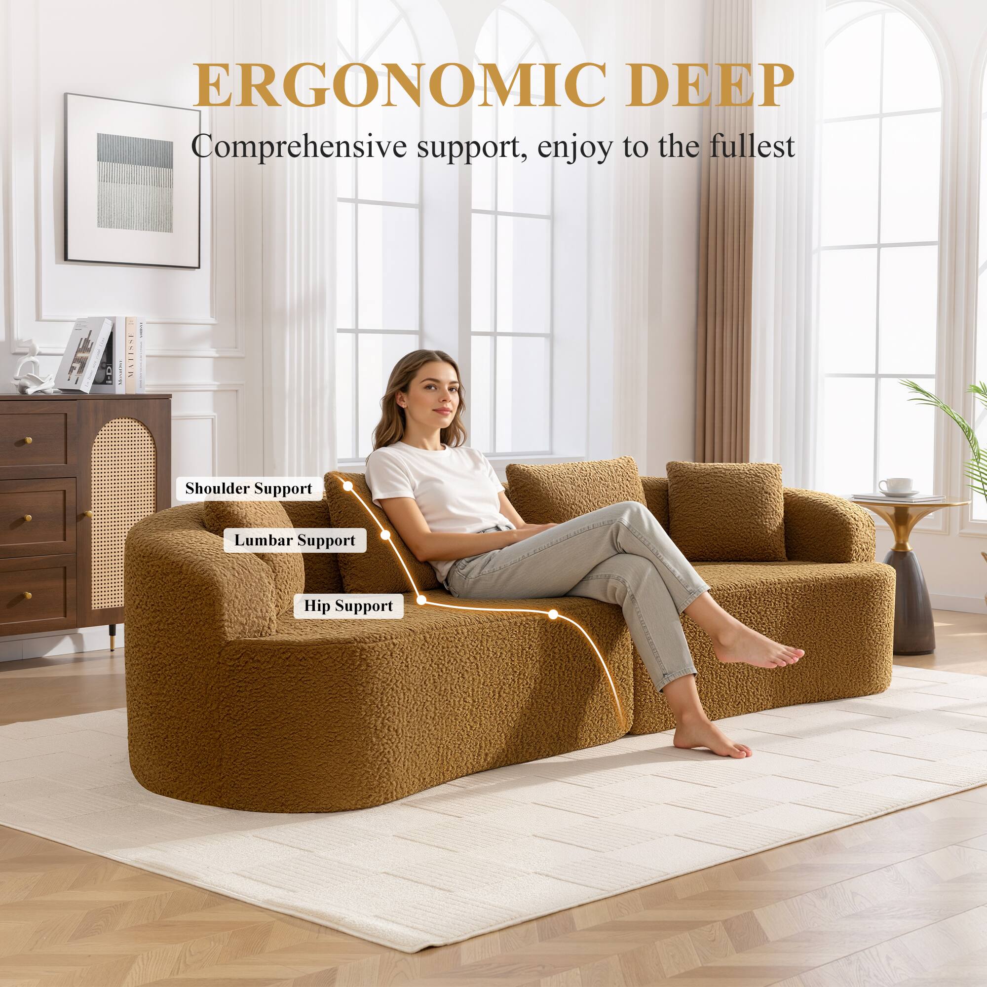 ERGONOMIC DEEP  
Comprehensive support, enjoy to the fullest  

Shoulder Support  
Lumbar Support  
Hip Support