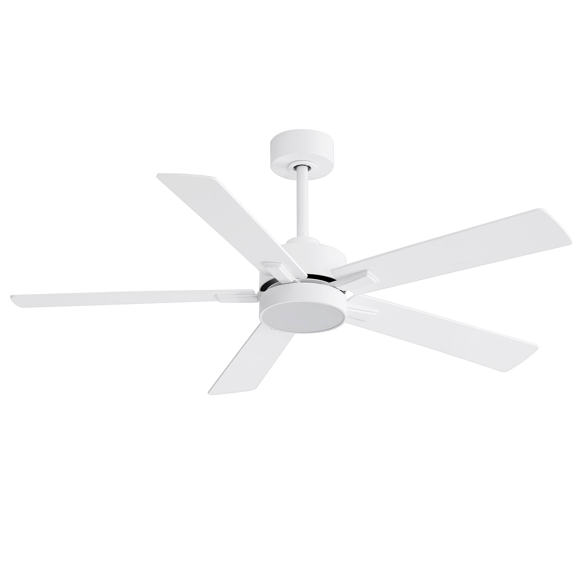 Alt View 8. Breezary - 52" Modern Indoor Ceiling Fan with LED Light, 5 Reversible Plywood Blades, 6-Speed DC Motor, Remote, Timer, 5" Downrod - White.