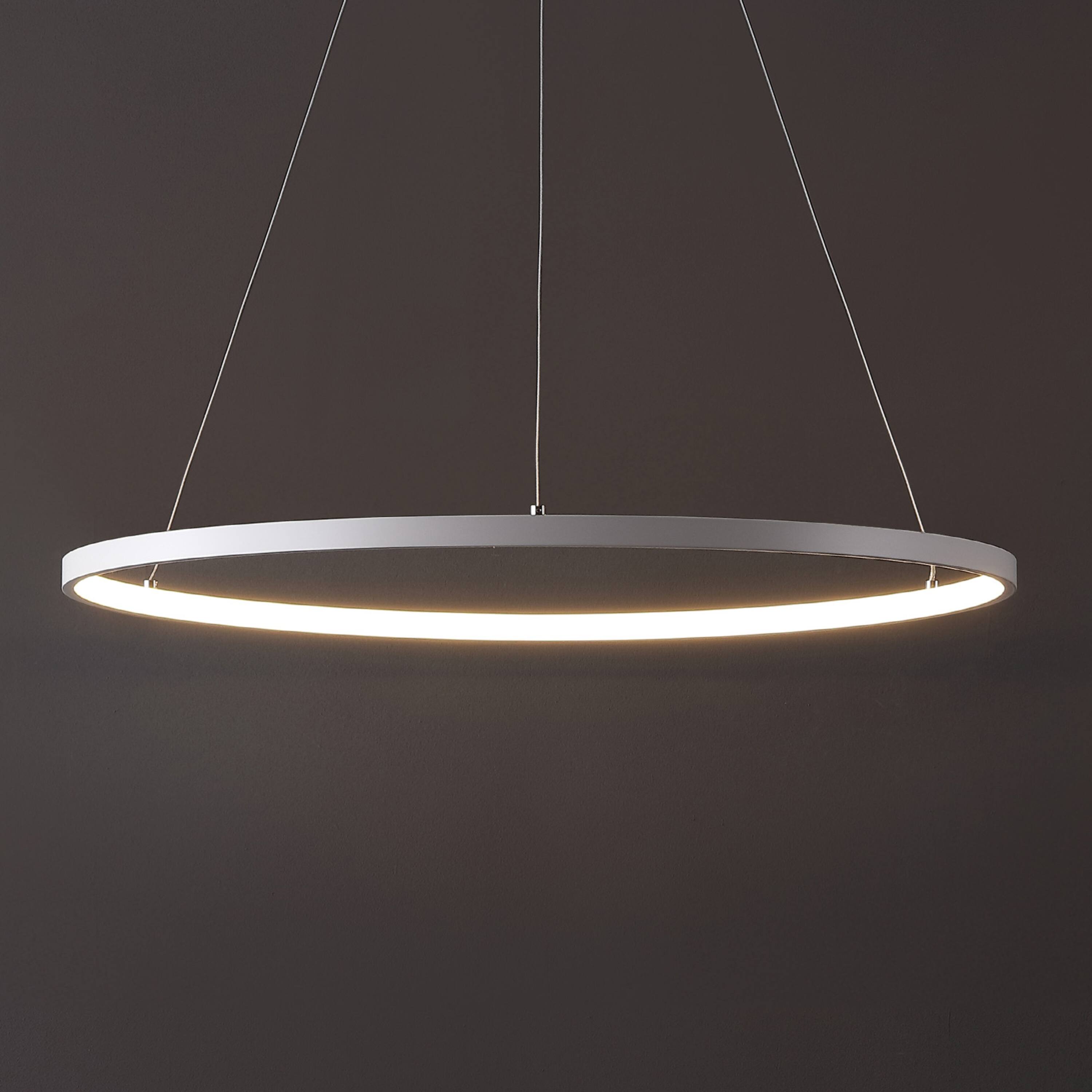 Alt View 1. Jonathan Y - Brice 23.75" Modern Contemporary Metal Round Dimmable Integrated LED Pendant, Matte White - Matte White.