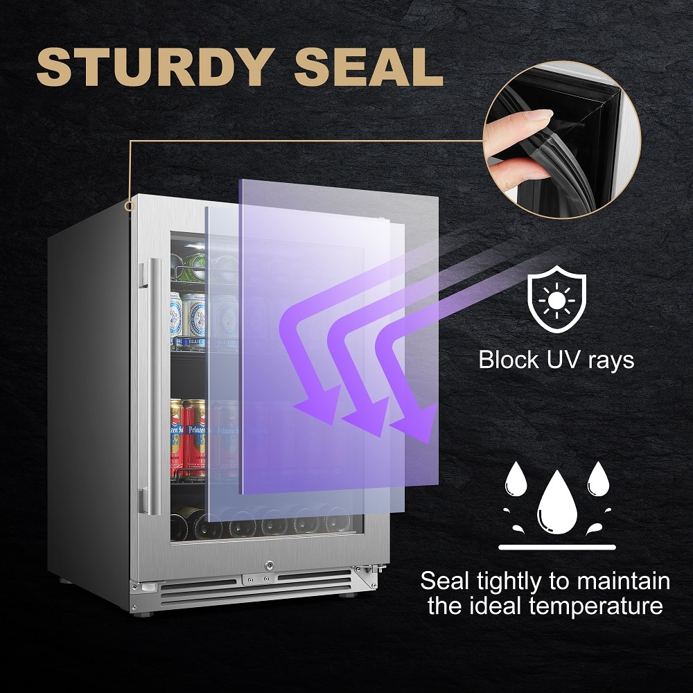 Alt View 12. LanboPro - 24 in. 112 Can 6 Bottle Storage Capacity Beverage Refrigerator with Ultra-Quiet Compressor and Digital Thermostat - Black.