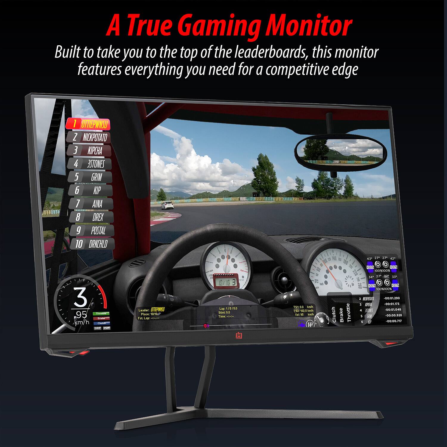 A True Gaming Monitor

Built to take you to the top of the leaderboards, this monitor features everything you need for a competitive edge

1 OTTEPWNSU
2 NICKPOTATO
3 IPCH
4 3STONES
5 ERYM
6 KIP
7 AINA
8 DREX
9 POSTAL
10 DRKCHLD

3
95 km/h

Clutch Brake Throttle

5 -00-00828
8010 WP

1 W 809 -N SELUS
191 s Te TIAN R

nothing_to_rsbe

22 zP
2 3.* ST
20 S - DL

1 . 1 1 1 A AT
21 28 4 1 1 1 = = g A A n

10m m L LO Lop/5/18

1 1 1 A AT 21 28 4 1 1 1 = = g A A n

22 zP 2 3.* ST 20 S - DL
