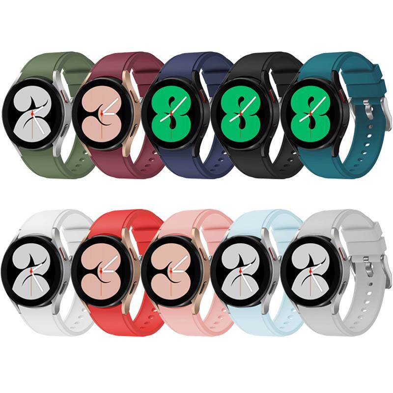 Left. StrapsCo - Active Band Silicone Rubber Watch Strap For Samsung Galaxy Watch 7 - Teal.