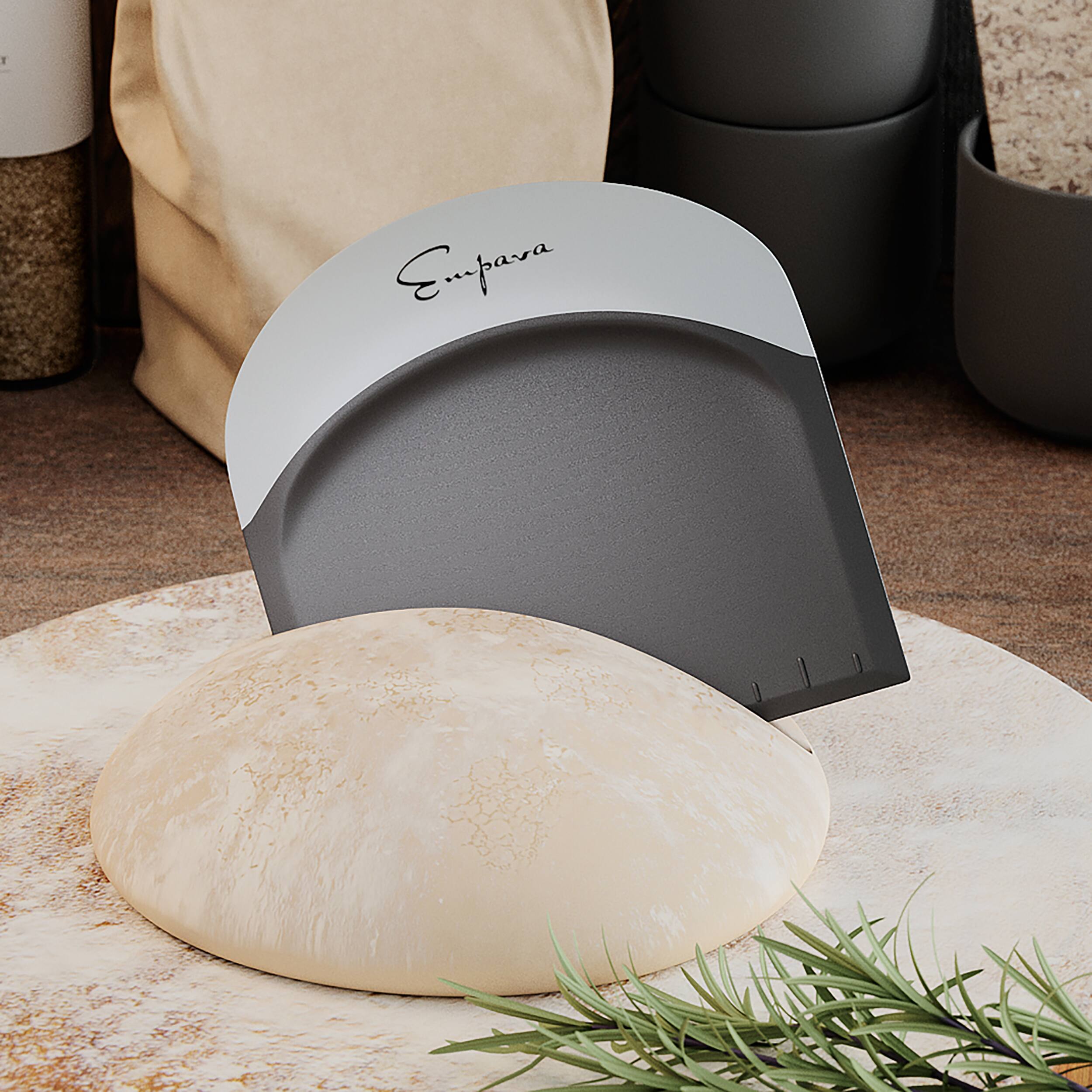 Alt View 1. Empava - 5-in Mini Dough Scraper Cake Decoration Pizza Cutter - Black & Grey.