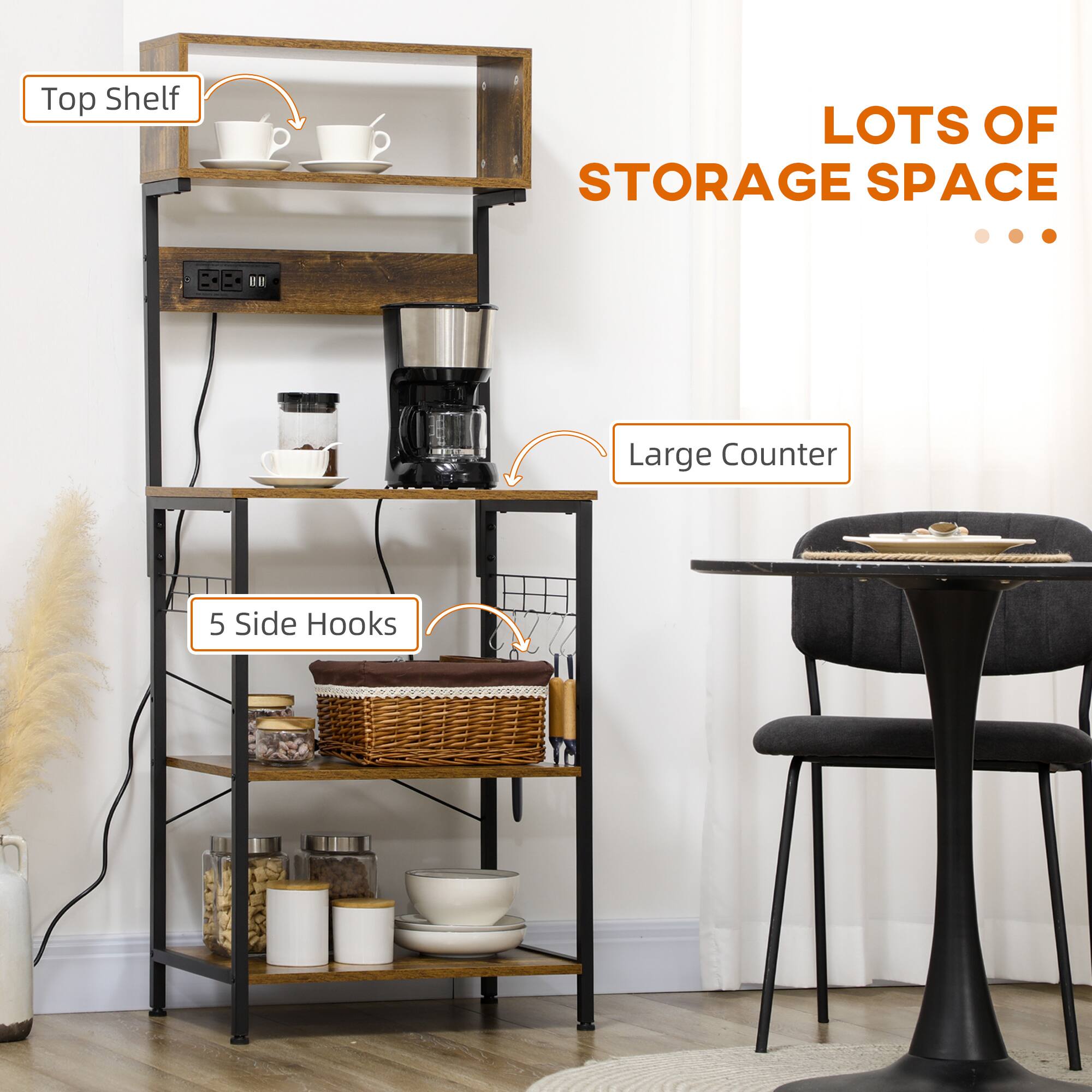 Top Shelf, Large Counter, 5 Side Hooks, LOTS OF STORAGE SPACE