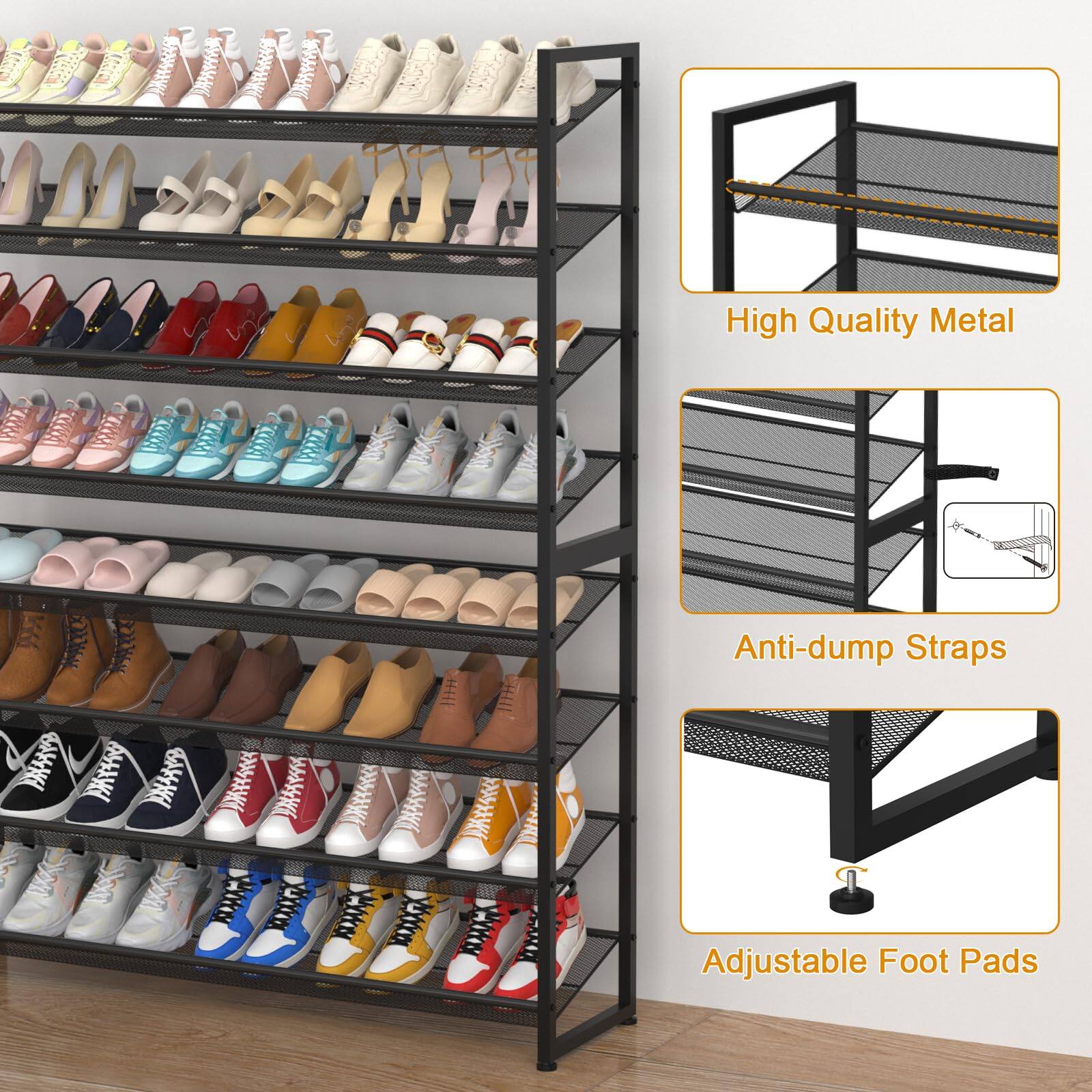 High Quality Metal  
Anti-dump Straps  
Adjustable Foot Pads