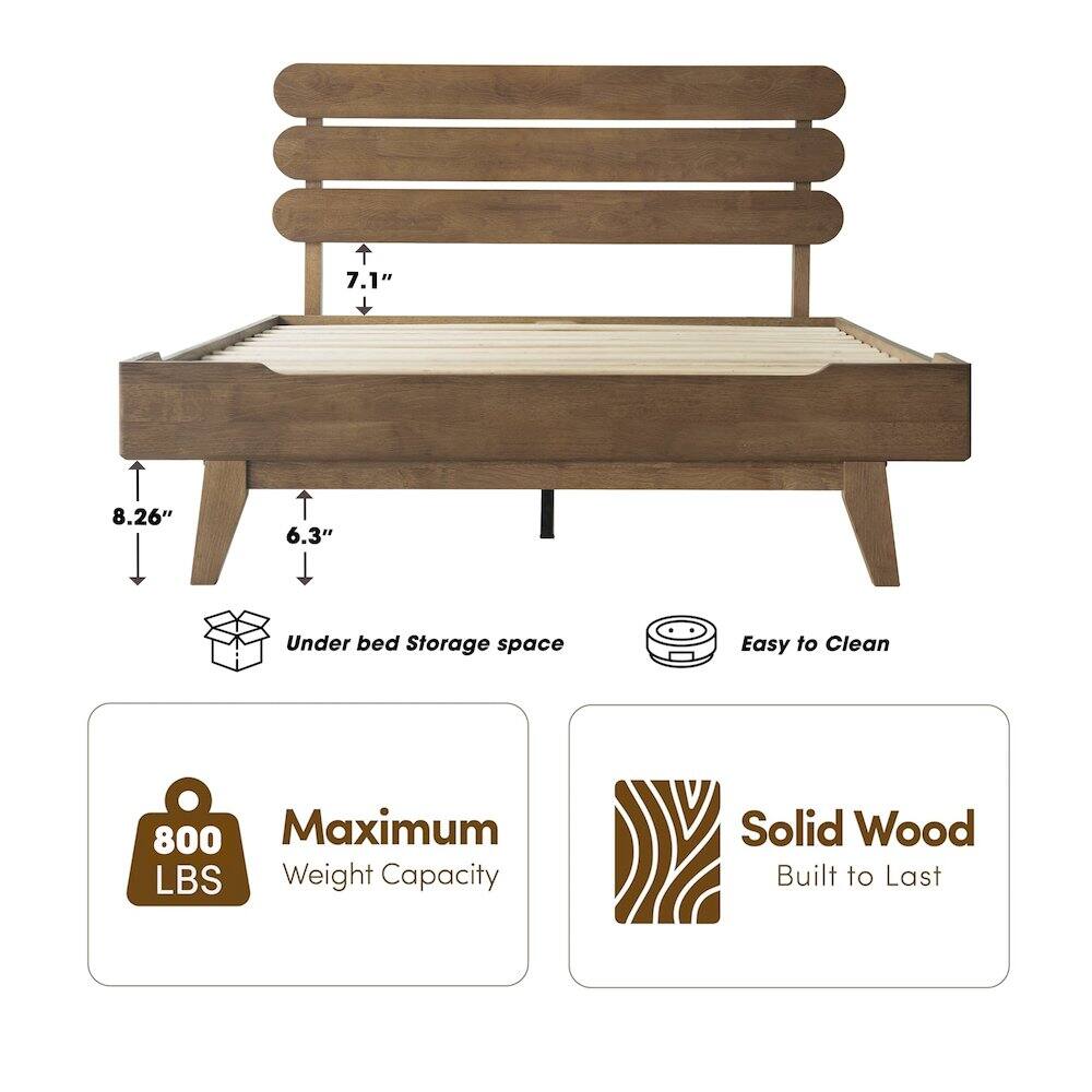 7.1" 8.26" 6.3" Under bed Storage space Easy to Clean 800 Maximum LBS Weight Capacity Solid Wood Built to Last