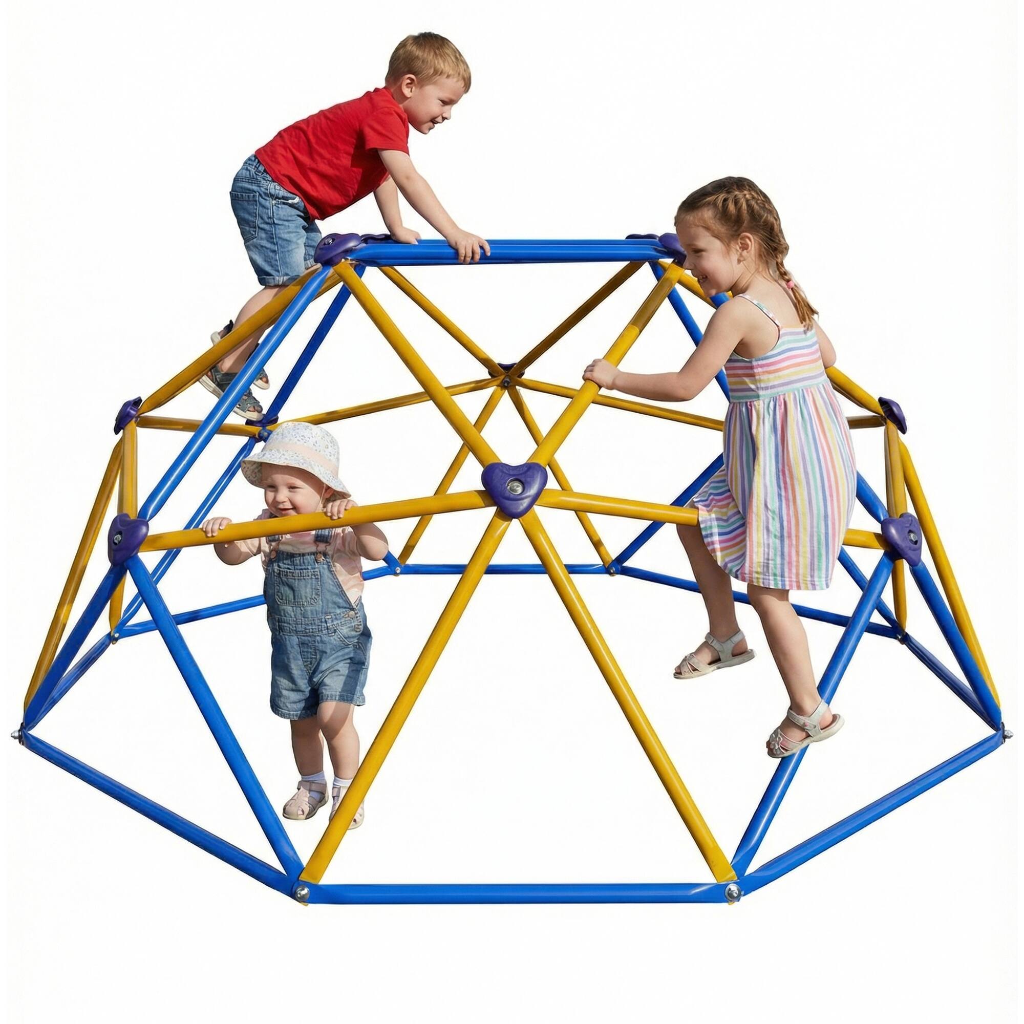 Front. Brick Attic - 6FT Climbing Dome  for Kids 3+, 440LBS Anti Rust Steel Frame, 16 Non Slip Grips, Indoor Outdoor Backyard Jungle Gym.