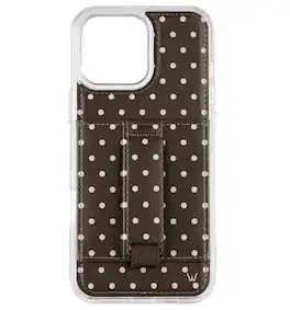 Walli Cases - Phone Case with Wallet and Finger Strap for iPhone 15 - Cocoa Dot