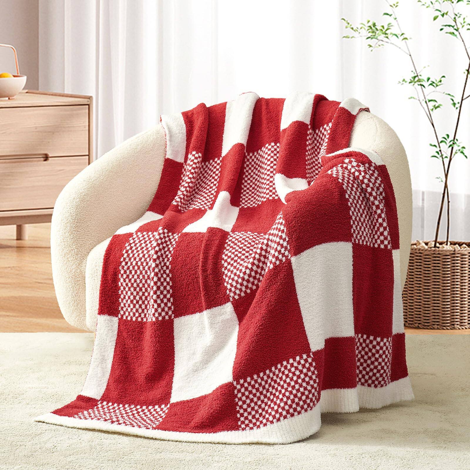 Checker Red White-Throw(50"x60")
